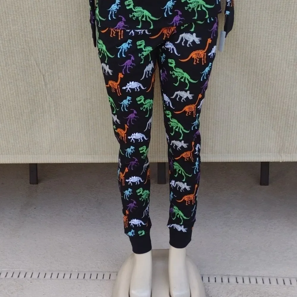 NWT Dapper Dinos: Women's Dino Skeleton Print Matching Family Pajama Set - Picture 2 of 8